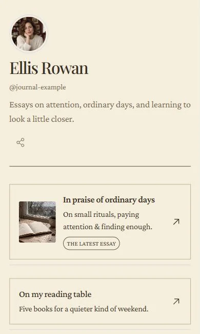 Journal example page